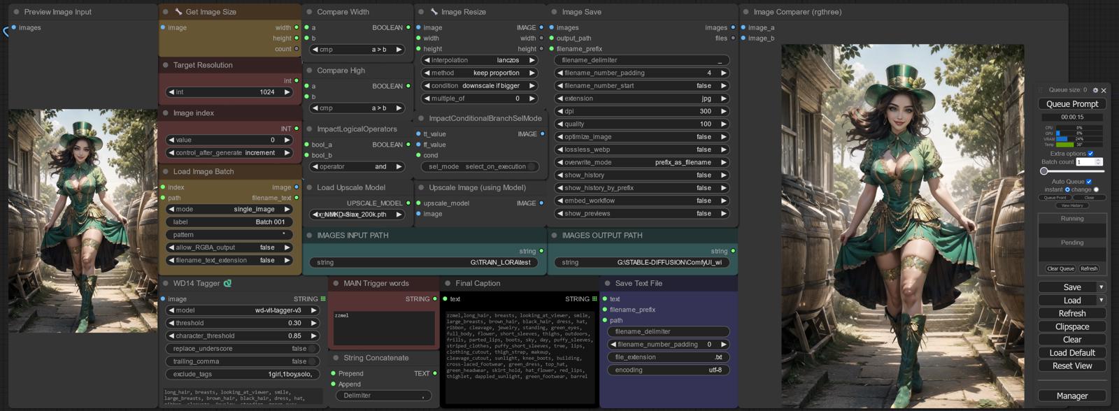 Comfyui workflow to prepare images for Lora Training (PREPLORA)